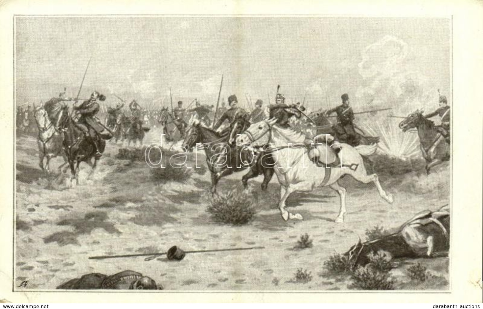 * T2/T3 K.u.K. (Austro-Hungarian) Military Art Postcard, Cossack Soldiers (EK) - Unclassified