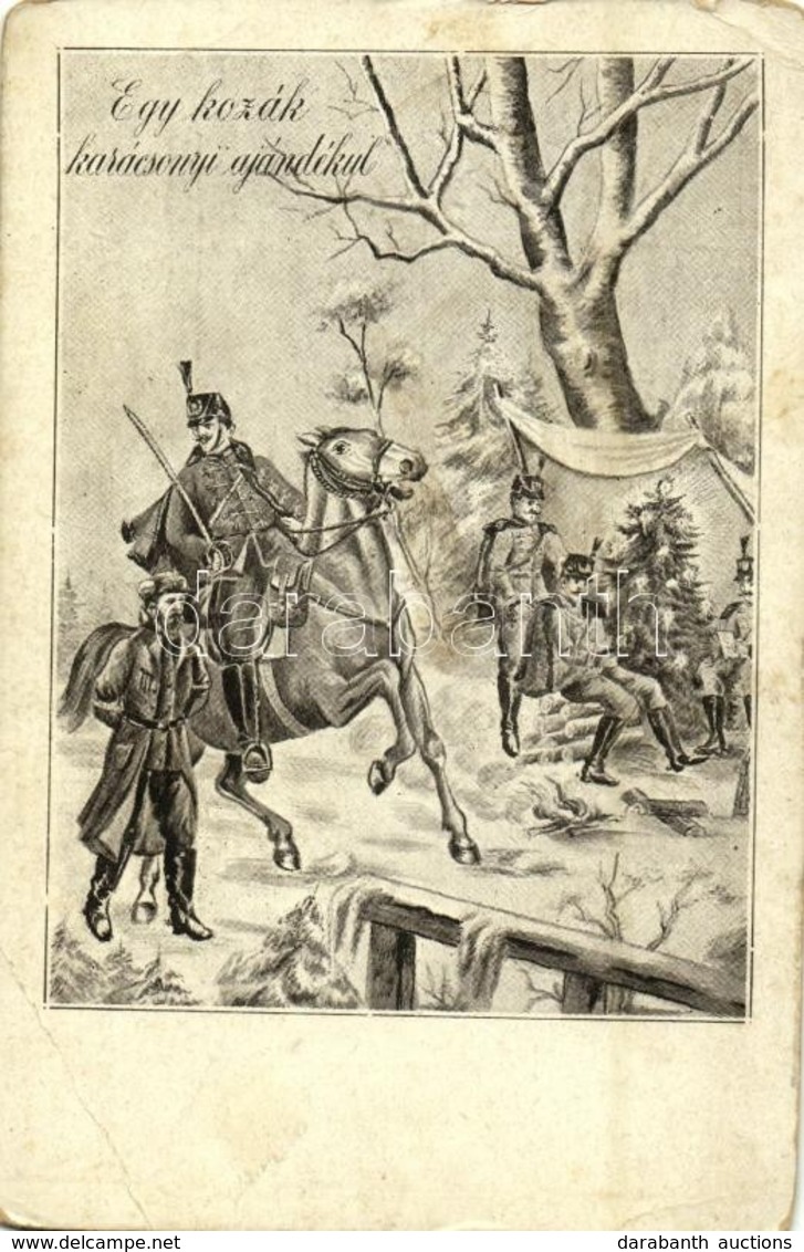 ** T3 Egy Kozák Karácsonyi Ajándékul. Fodor Miklós / WWI K.u.K. (Austro-Hungarian) Military Art Postcard, Cossack Soldie - Ohne Zuordnung