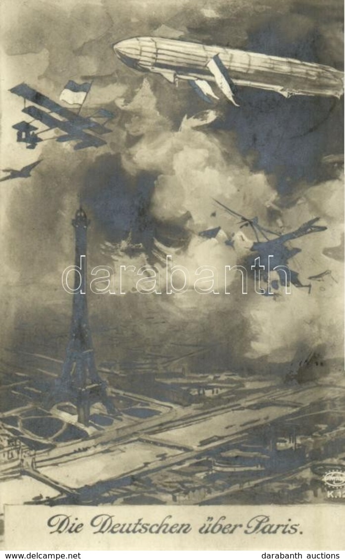 T2 Die Deutschen über Paris / WWI German Military Aircrafts And Airship Above Paris - Sin Clasificación