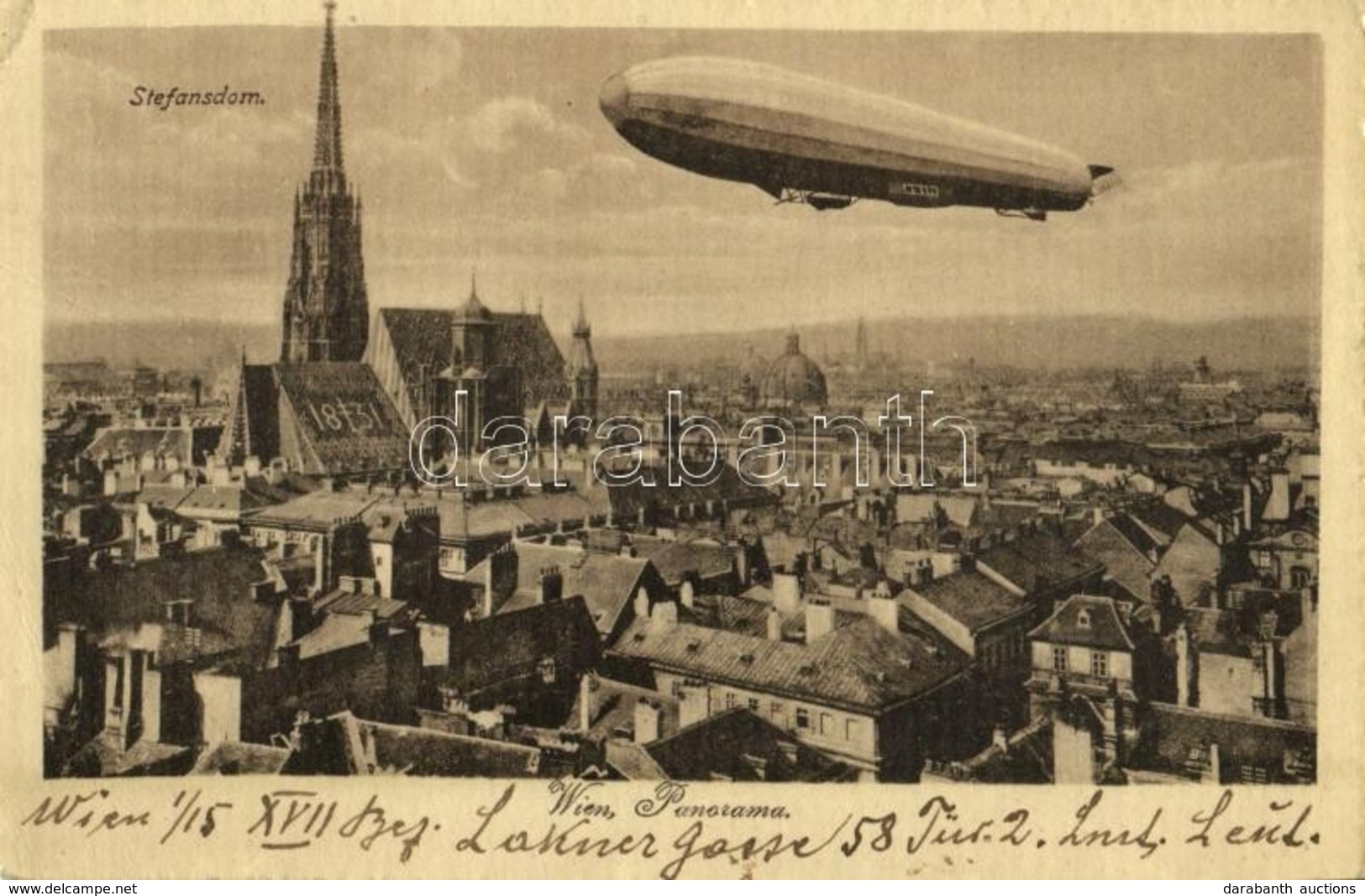 * T2/T3 Wien, Vienna, Bécs; Stefansdom, Panorama / General View With Airship (EK) - Ohne Zuordnung