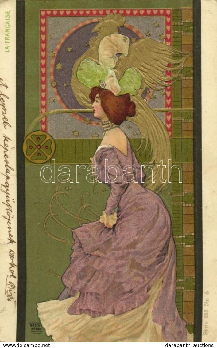 * T2/T3 La Francaise / French Lady. Art Nouveau, Serie 653. Nr. 5. Litho S: Basch Árpád (EK) - Sin Clasificación