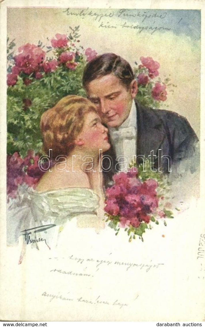 T2/T3 1922 Romantic Couple, Flowers, B.K.W.I. 262-1 (worn Corners) - Sin Clasificación