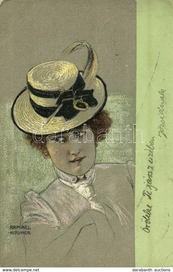 T2/T3 1901 Art Nouveau Lady With Fashion Hat. Litho S: Raphael Kirchner (EK) - Ohne Zuordnung