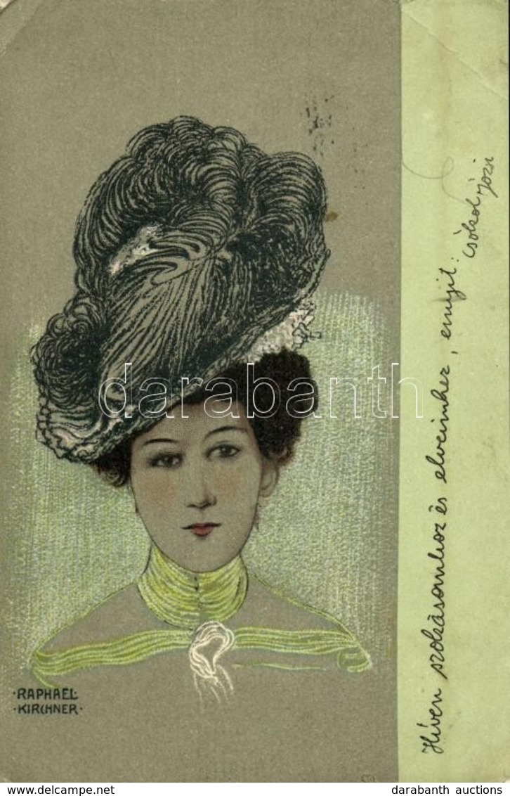 T2/T3 1901 Art Nouveau Lady With Fashion Hat. Litho S: Raphael Kirchner (EK) - Ohne Zuordnung