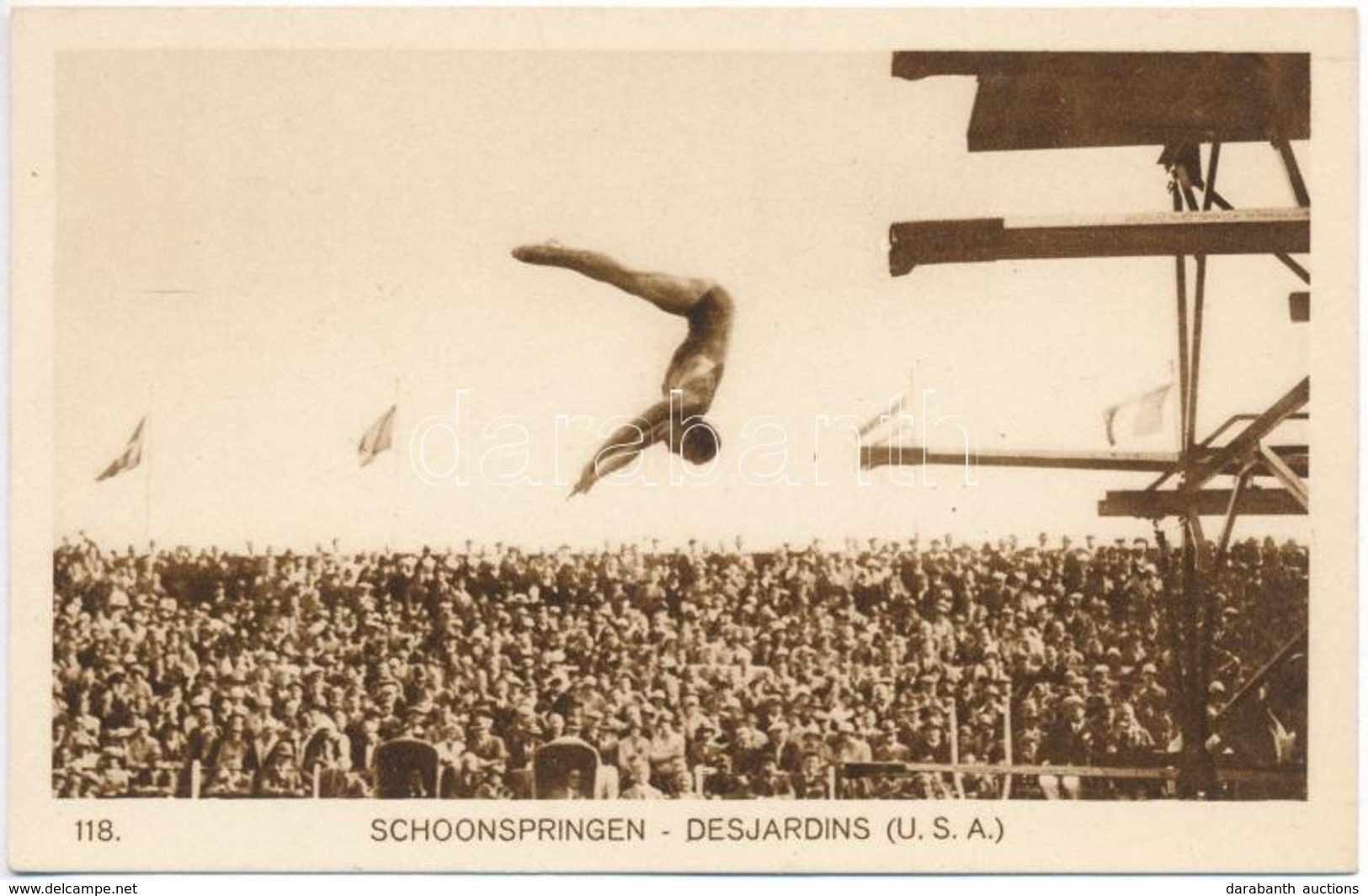 ** T1 1928 Amsterdam, Olympische Spelen. Schoonspringen, Desjardins (USA) / 1928 Summer Olympics. Diving, Desjardins Fro - Ohne Zuordnung