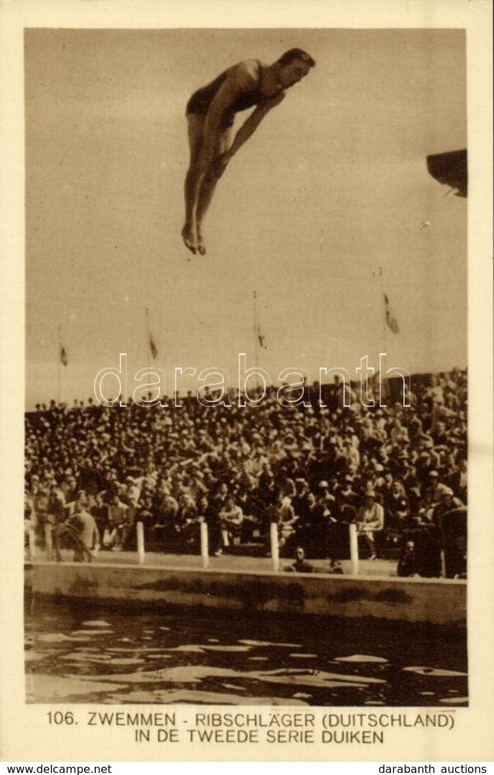 ** T1 1928 Amsterdam, Olympische Spelen. Zwemmen, Ribschläger (Duitschland) In De Tweede Serie Duiken / 1928 Summer Olym - Sin Clasificación