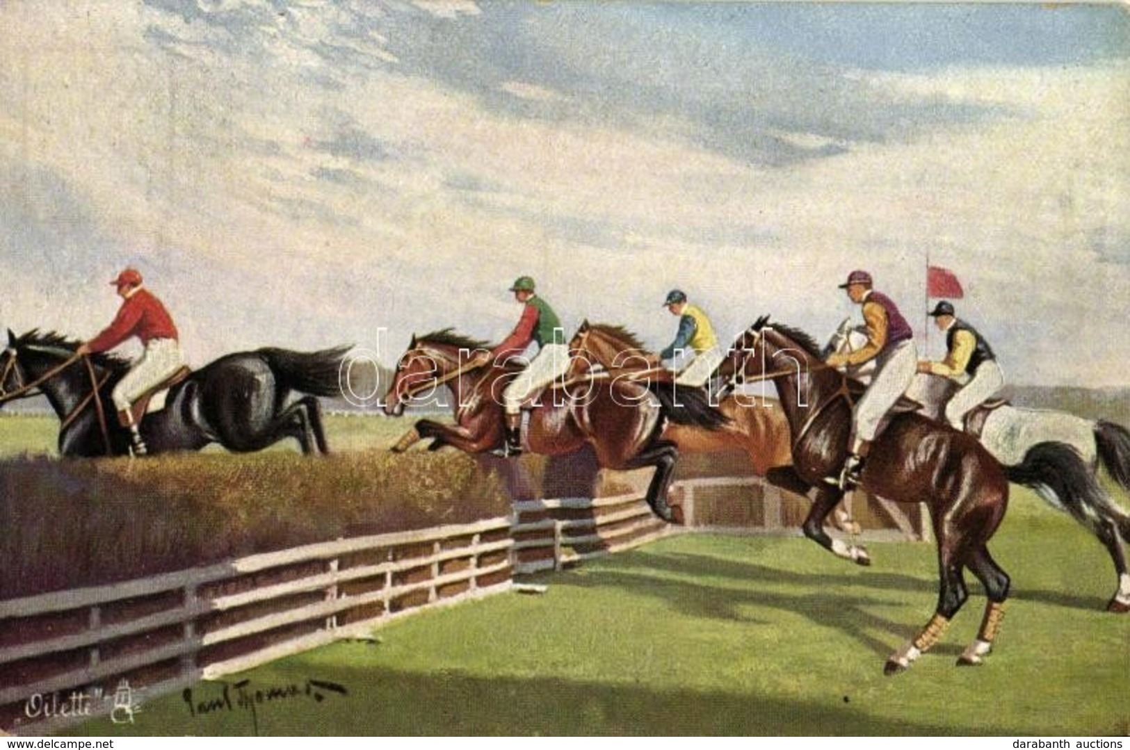 ** T2 Horse Jumping Obstacles. Raphael Tuck & Sons Oilette 'Hindernisrennen' Ein Guter Start. Serie No. 579. - Ohne Zuordnung