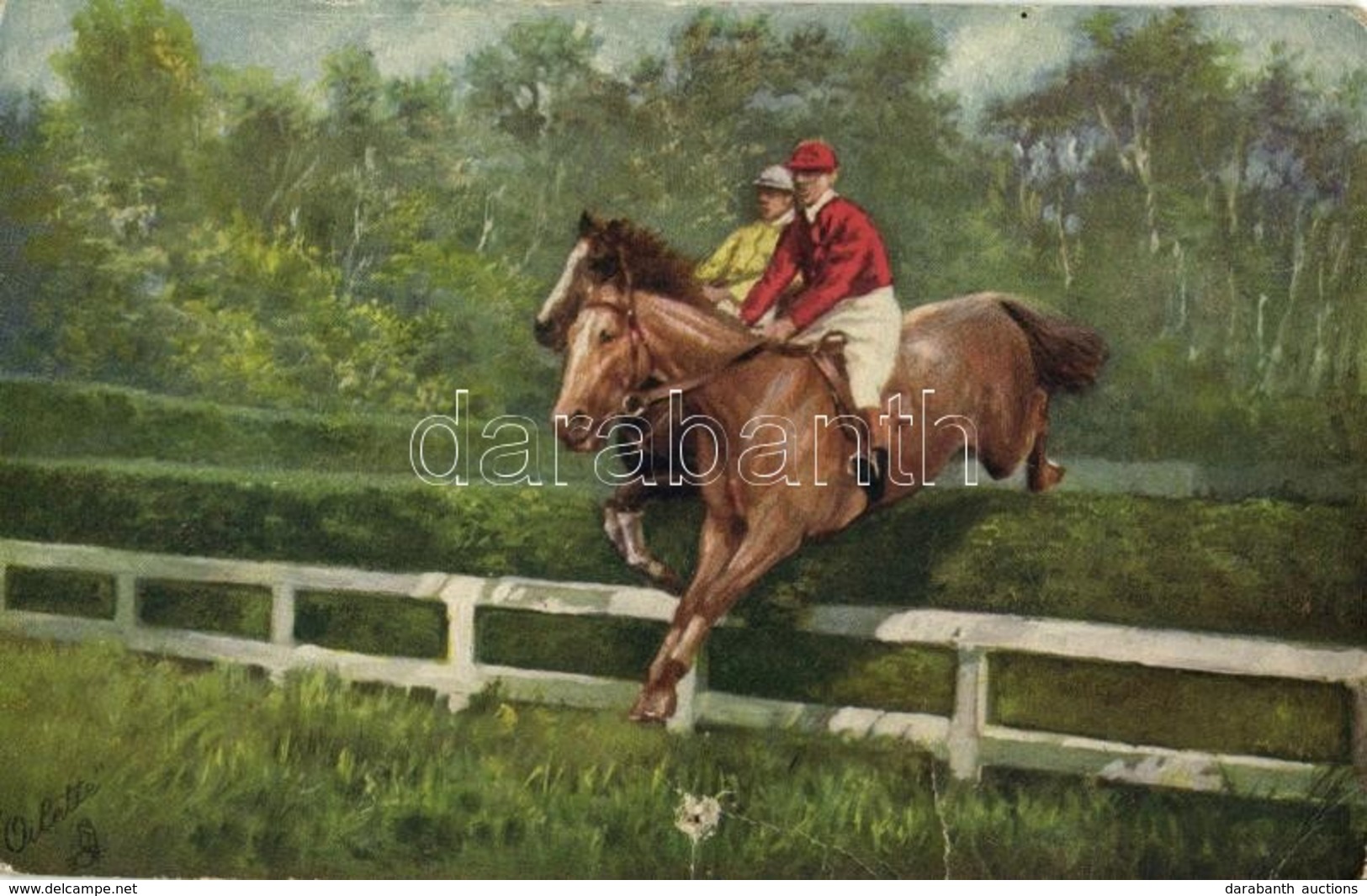 ** T3/T4 Horse Jumping Obstacles. Raphael Tuck & Sons Oilette 'Hindernisrennen' Kopf An Kopf. Serie No. 9118. (pinhole) - Ohne Zuordnung