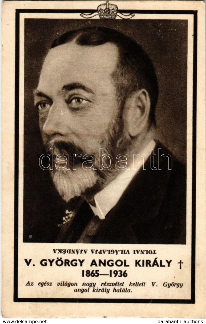 ** T2/T3 V. György Brit Király Gyászlapja. Tolnai Világlapja Ajándéka / Obituary Card For George V (1865-1936) King Of T - Ohne Zuordnung