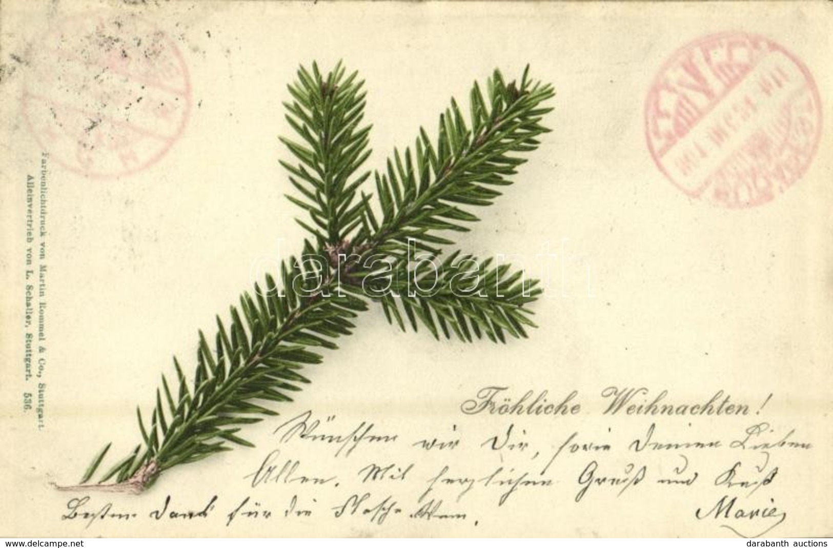 T2/T3 1901 Fröhliche Weihnachten! / Christmas Greeting Card. Farbenlichtdruck Von Martin Rommel & Co. 536. - Sin Clasificación