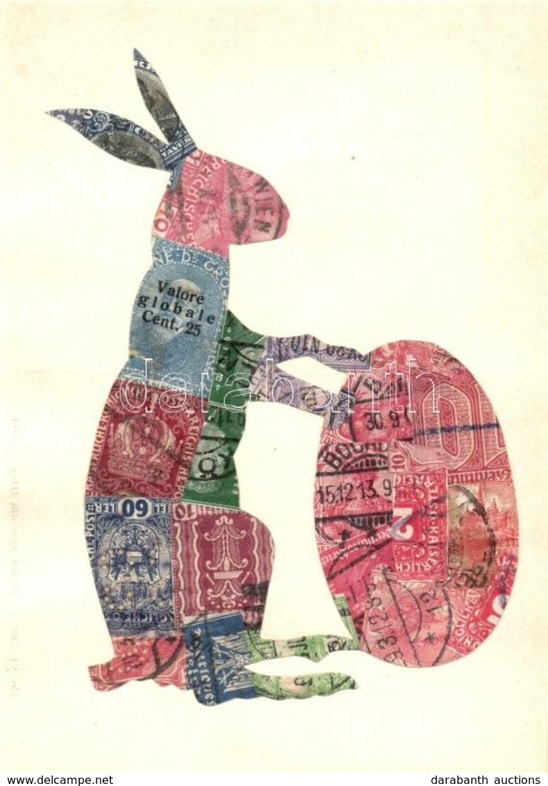 ** T2 Húsvéti Nyúl. Bélyegekből Kivágott és összeragasztott Képeslap. Budai Nyomda / Easter Rabbit. Made Out Of Stamps - Sin Clasificación