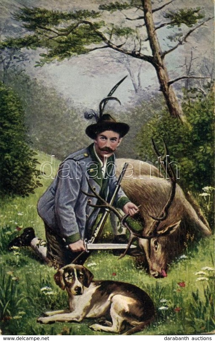 T2/T3 1911 Hunter With Dog And Stag (fl) - Sin Clasificación
