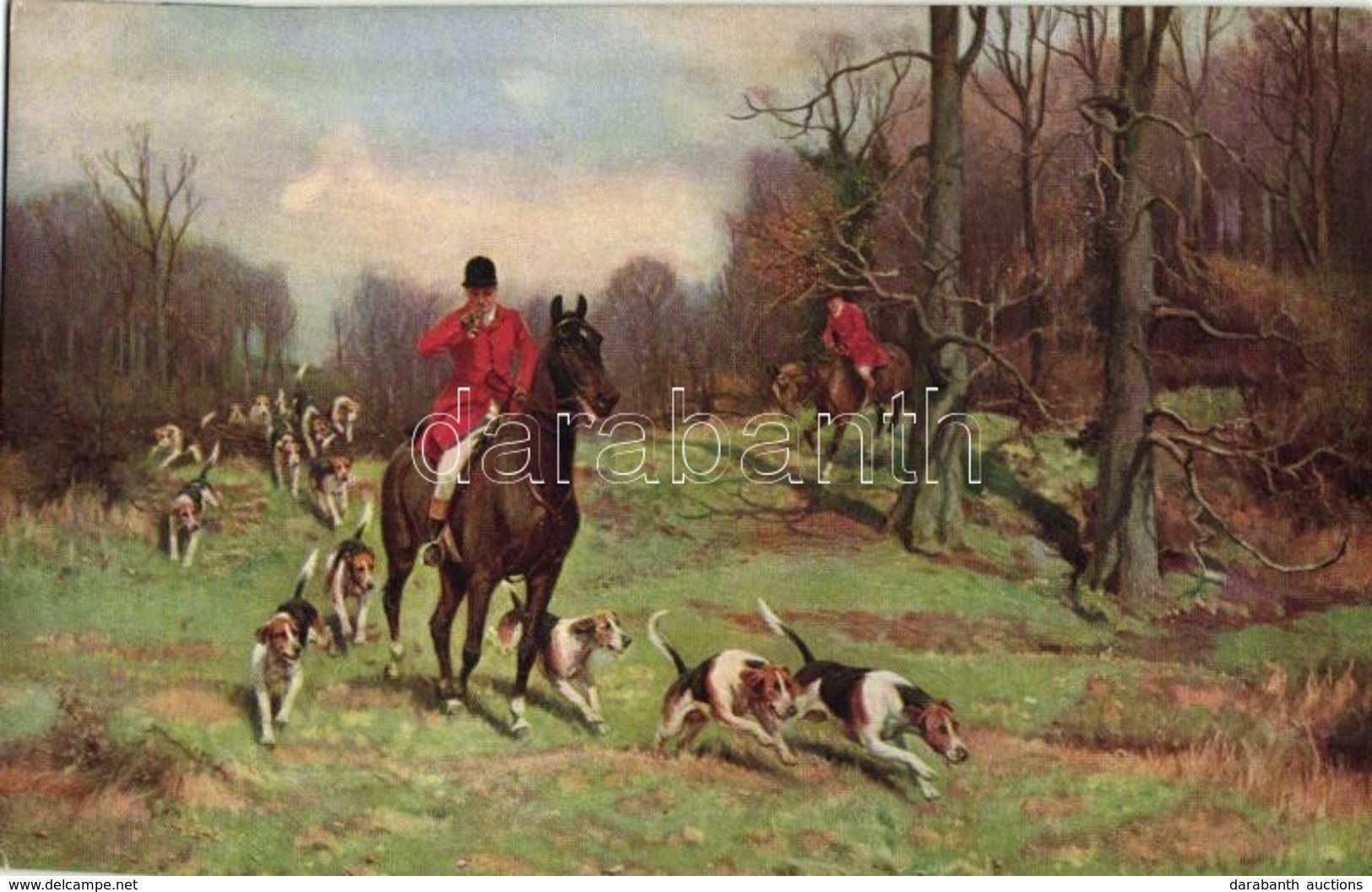 ** T1 Hunters On Horses With Hunting Dogs. James Henderson & Sons Ltd. Hunting Series 11. - Unclassified