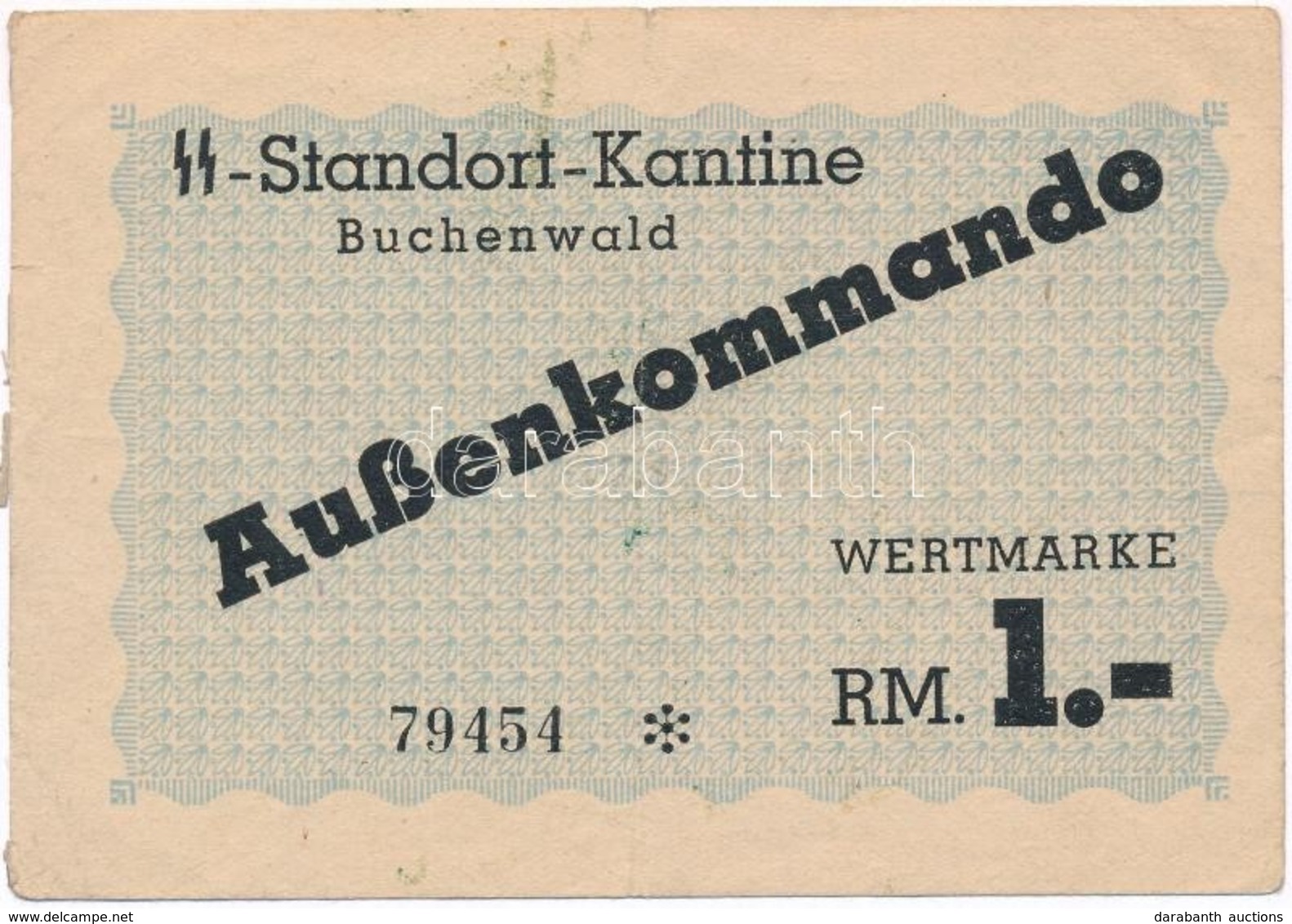 Német Harmadik Birodalom / Buchenwald 1937-1945. 1M 'SS-Standort-Kantine' T:III  
German Third Reich / Buchenwald 1937-1 - Sin Clasificación