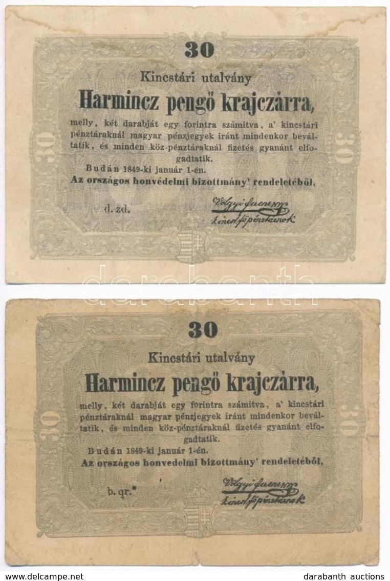 1849. 30kr 'Kossuth Bankó' (2x) Egyik Csillagos Sorozatszámmal T:III,III-
Adamo G103,G103A - Ohne Zuordnung