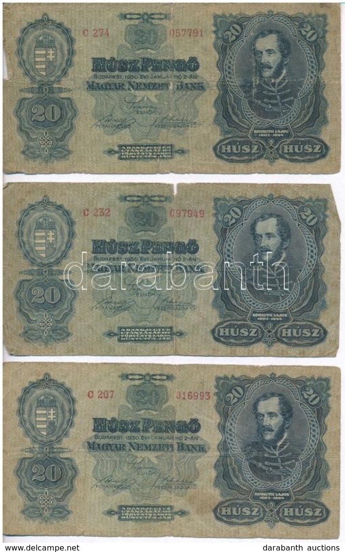 1930. 20P (3x) T:III- Adamo P11 - Ohne Zuordnung