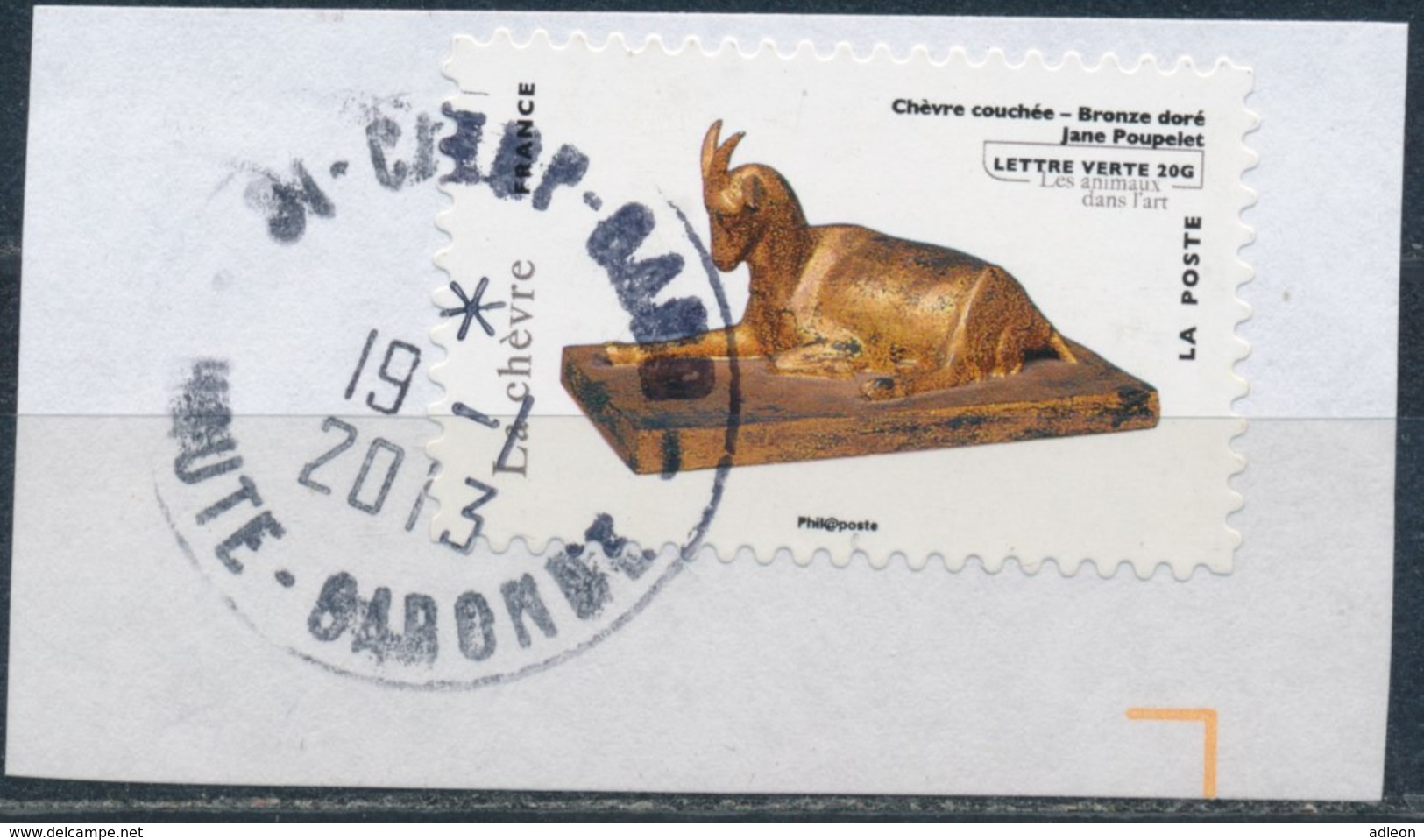 France - Animaux Dans L'Art (Chèvre) YT A775 Obl. Cachet Rond Manuel Sur Fragment - Oblitérés