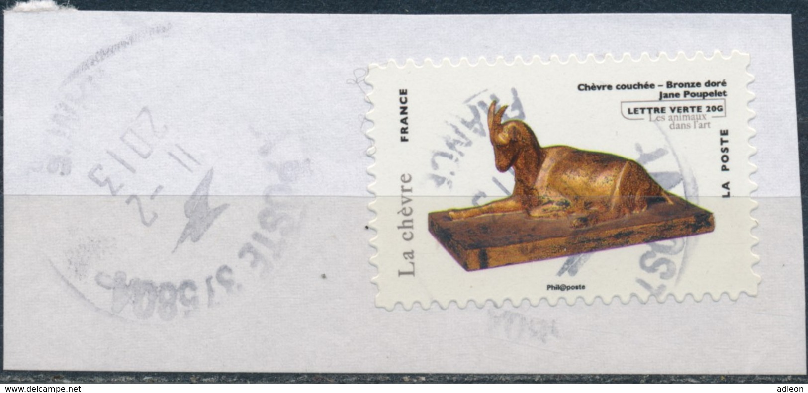 France 2013- Animaux Dans L'Art (Chèvre) YT A775 Obl. Cachet Rond Manuel Sur Fragment - Oblitérés