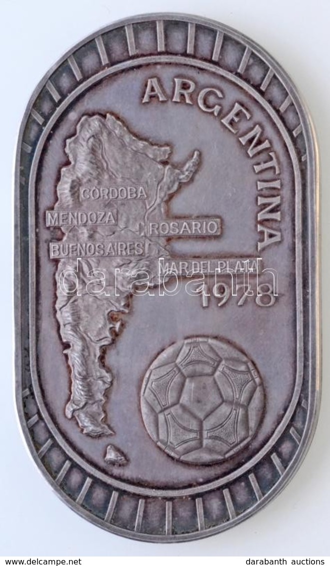 1978. 'Labdarúgó VB Argentina' Peremén Jelzett, Stadion Formájú Ag Plakett, Tanúsítvánnyal, Fa Dísztokban (68,03g/1.000/ - Unclassified