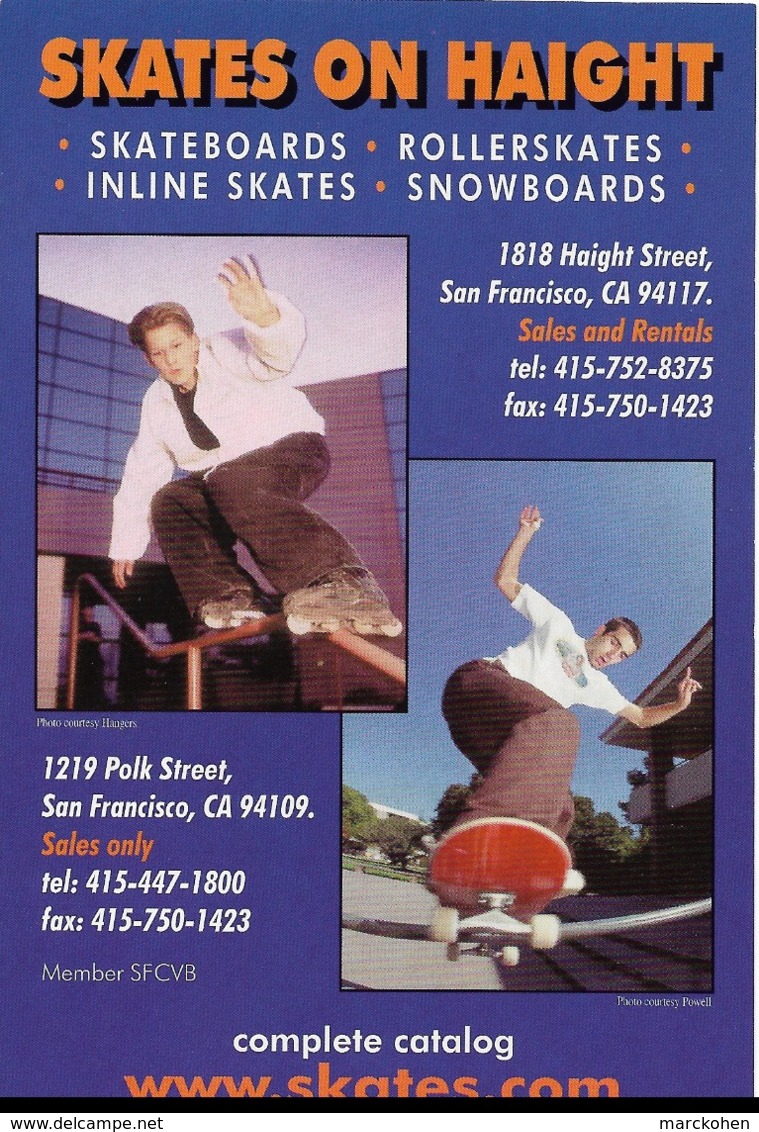 Les Skates Aux USA : "Skates On Haight" - Carte Publicitaire D'un Magasin En Ligne De Skates à San Francisco. CPSM. - Skateboard