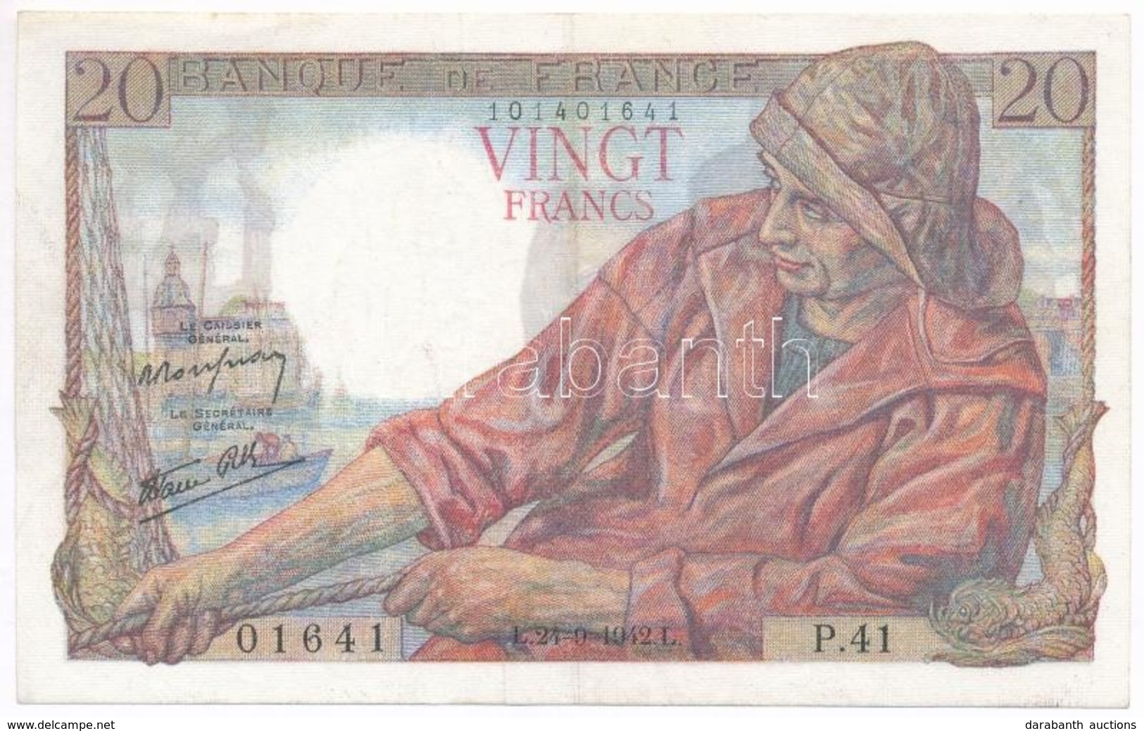 Franciaország 1942. 20Fr T:II-
France 1942. 20 Francs C:VF - Sin Clasificación