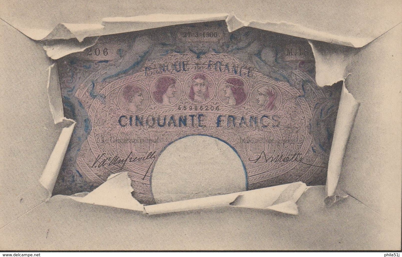 REPRESENTATION D'UN BILLET DE CINQUANTE  FRANCS - Monete (rappresentazioni)