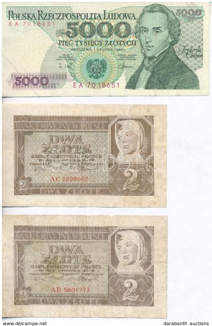 Lengyelország 1941. 2Zl (2x) + 1988. 5000Zl T:III,III-
Poland 1941. 2 Zlote (2x) + 1988. 5000 Zlotych C:F,VG - Unclassified