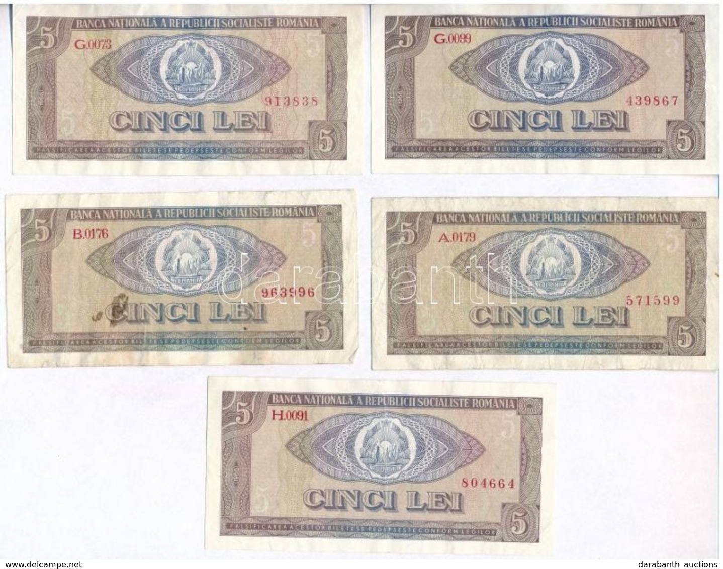 Románia 1941-1994. 5L-10.000L (9xklf) Sorszámkövetők T:III,III- 
Romania 1941-1994. 5 Lei -10.000 Lei (9xdiff) Sequentia - Sin Clasificación