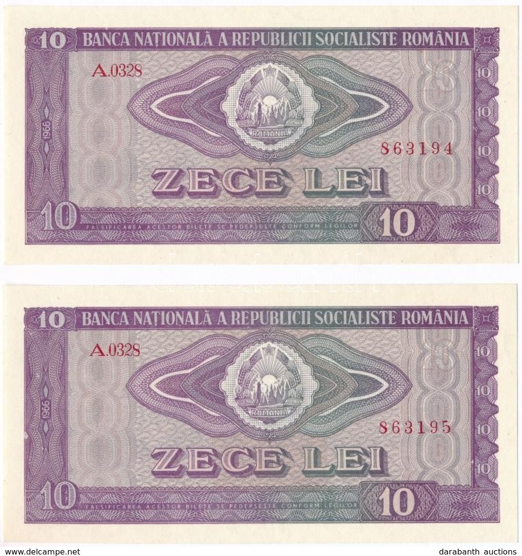 Románia 1966. 10L (2x) Sorszámkövető T:I
Romania 1966. 10 Lei (2x) Sequential Serials C:UNC - Sin Clasificación