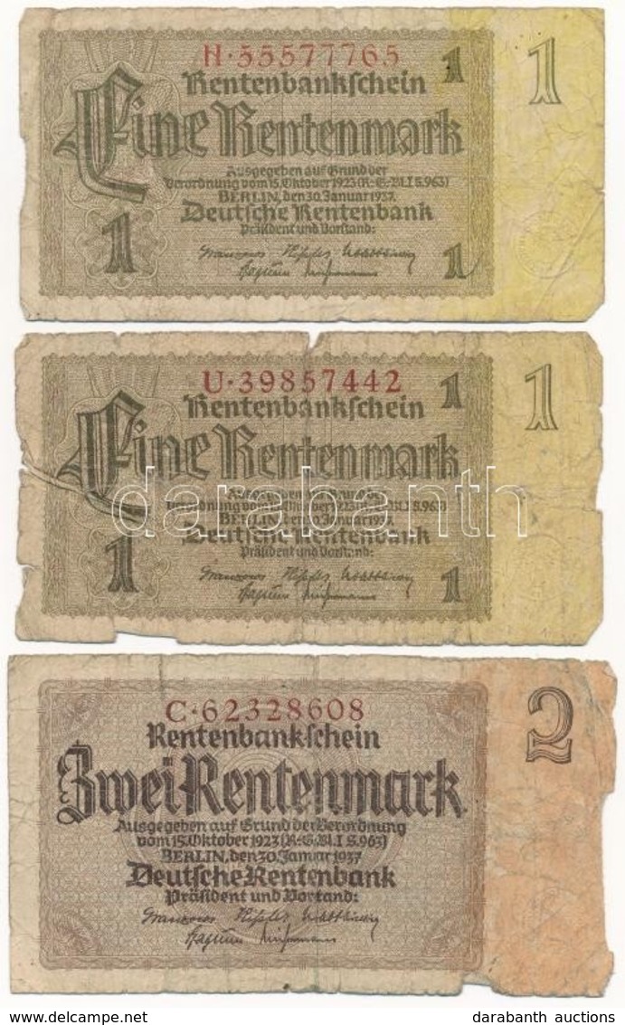 Vegyes: Németország / Weimari Köztársaság 1929. 10M (2x) + Német Harmadik Birodalom 1937. 1M (2x) + 1937. 2M + Románia 1 - Ohne Zuordnung