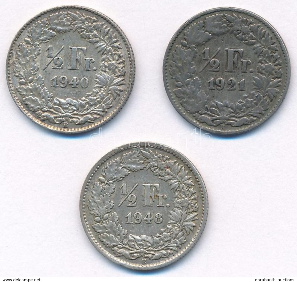 Svájc 1921-1948. 1/2Fr Ag (3xklf) T:2-3
Switzerland 1921-1948. 1/2 Franc Ag (3xdiff) C:XF-F - Sin Clasificación