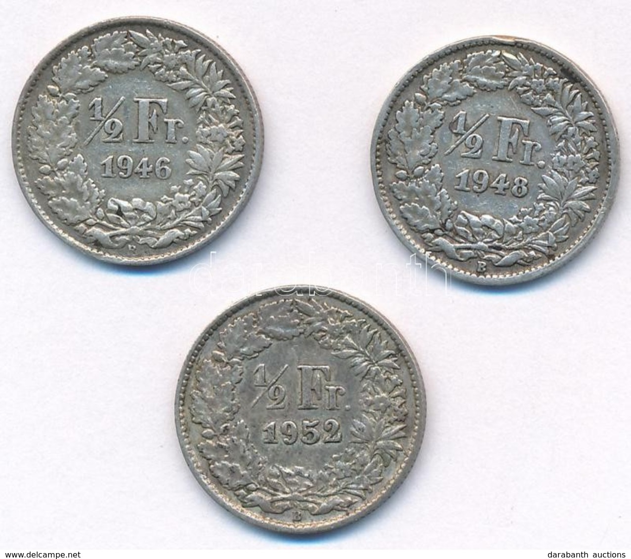 Svájc 1946-1952. 1/2Fr Ag (3xklf) T:2,2-
Switzerland 1946-1952. 1/2 Franc Ag (3xdiff) C:XF,VF - Sin Clasificación