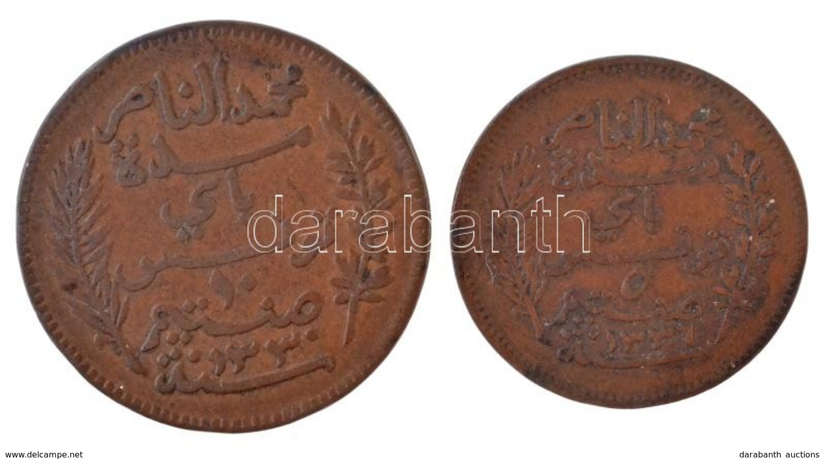 Tunézia 1912A 10c Br 'Mohamed Al-Nazír' + 1917A 5c Br 'Mohamed Al-Nazír' T:2,2-
Tunisia 1912A 10 Centimes Br 'Muhammad A - Sin Clasificación