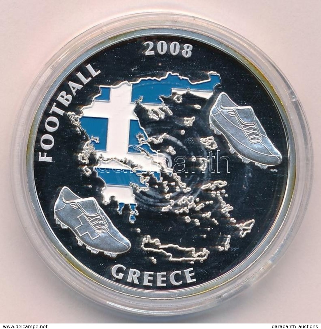 2008. 'Futball 2008. Görögország / Svájc - Ausztria' Festett, Ezüstözött Réz Emlékérme Tanúsítvánnyal (40mm) T:PP Small  - Unclassified
