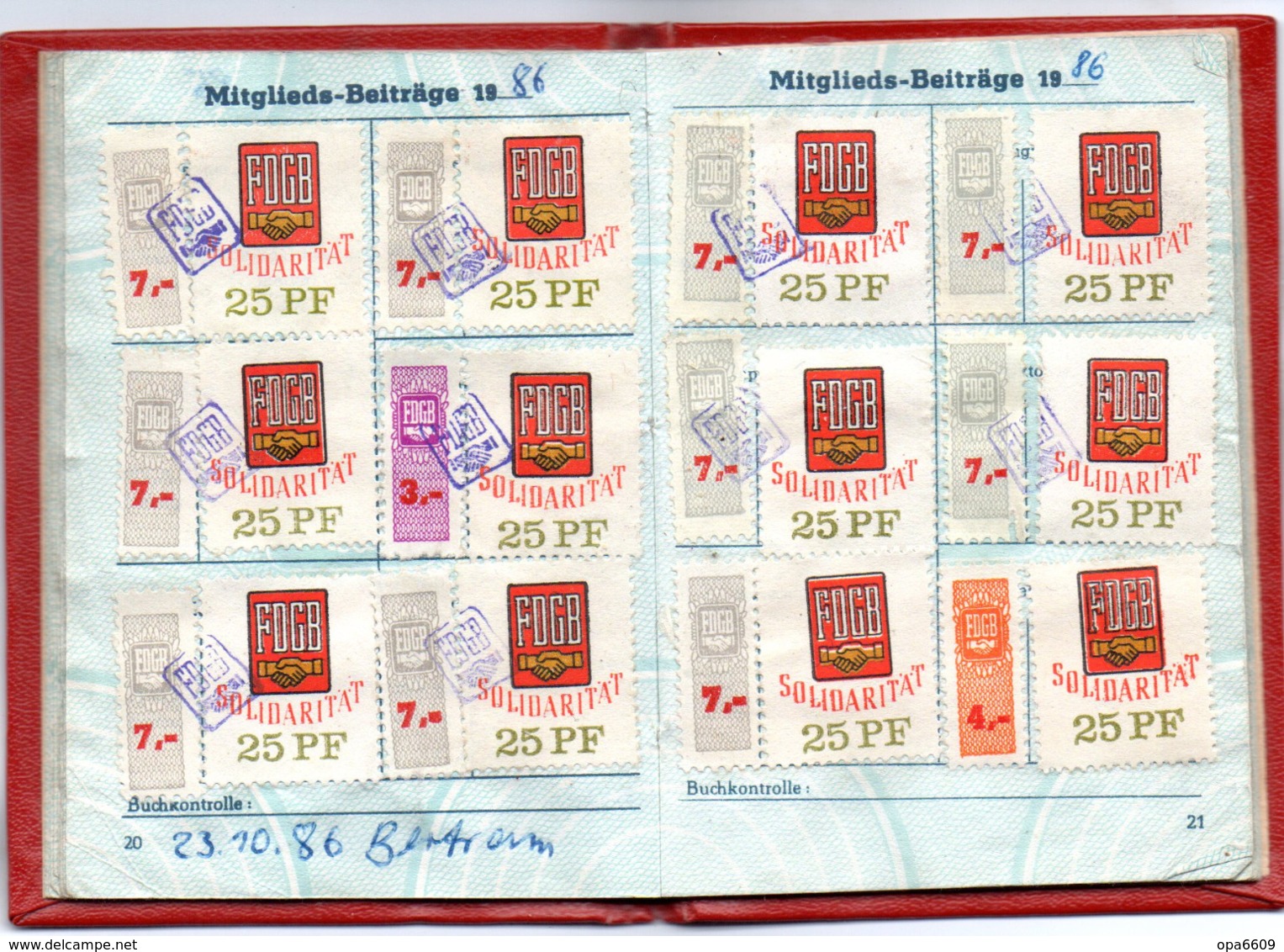 (Kart-ZD) DDR MITGLIEDSBUCH "FDGB - Freier Deutscher Gewerkschaftsbund" ausgest. Görlitz 3.11.1980 bis 1990