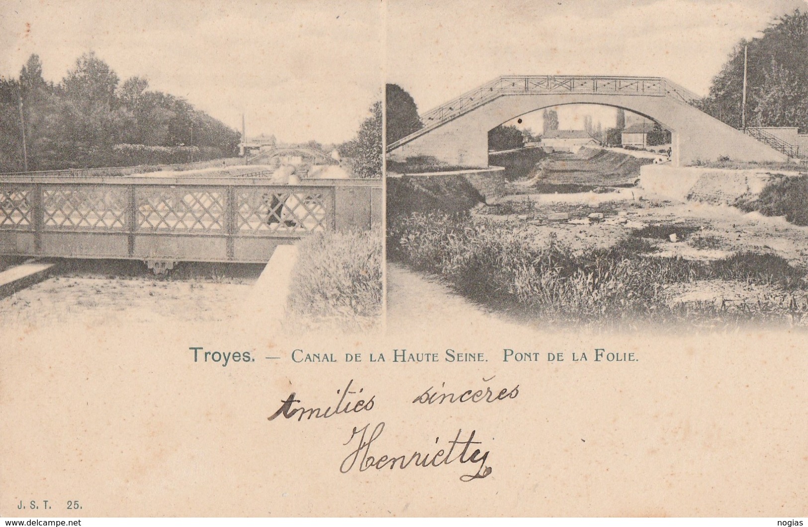 TROYES - LA CANAL DE LA HAUTE SEINE - LE PONT DE LA FOLIE - BEAUX PLANS - CARTE - PRECURSEUR - 2 SCANNS -  TOP !!! - Troyes