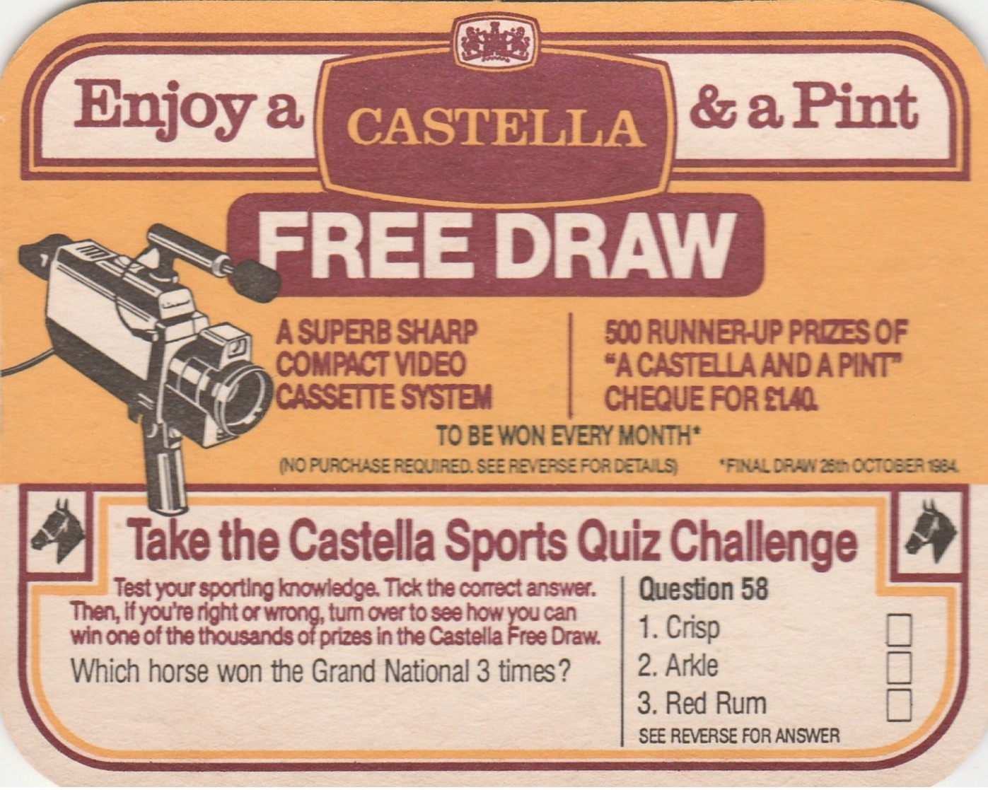 BEERMAT - CASTELLA - TAKE THE SPORTS QUIZ CHALLENGE - Bierviltjes