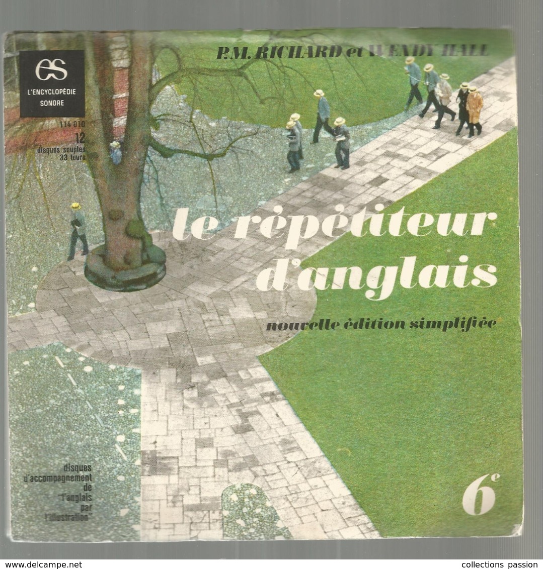 JC , école , 6 E , 12 Disques Souples ,33 Tours,LE REPETITEUR D'ANGLAIS ,  édition Simplifiée,4 Scans,frais Fr 5.50 E - Sonstige & Ohne Zuordnung