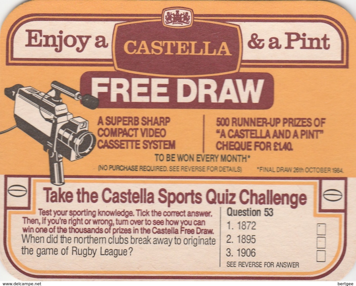 BEERMAT - CASTELLA - TAKE THE SPORTS QUIZ CHALLENGE - Bierviltjes