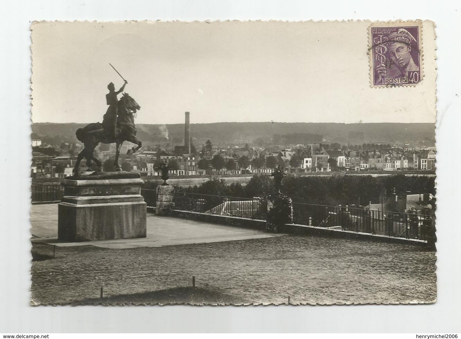 41 Blois Vue Générale Cheminée Usine Statue Jeanne D'arc Cachet Rp 1940 - Blois