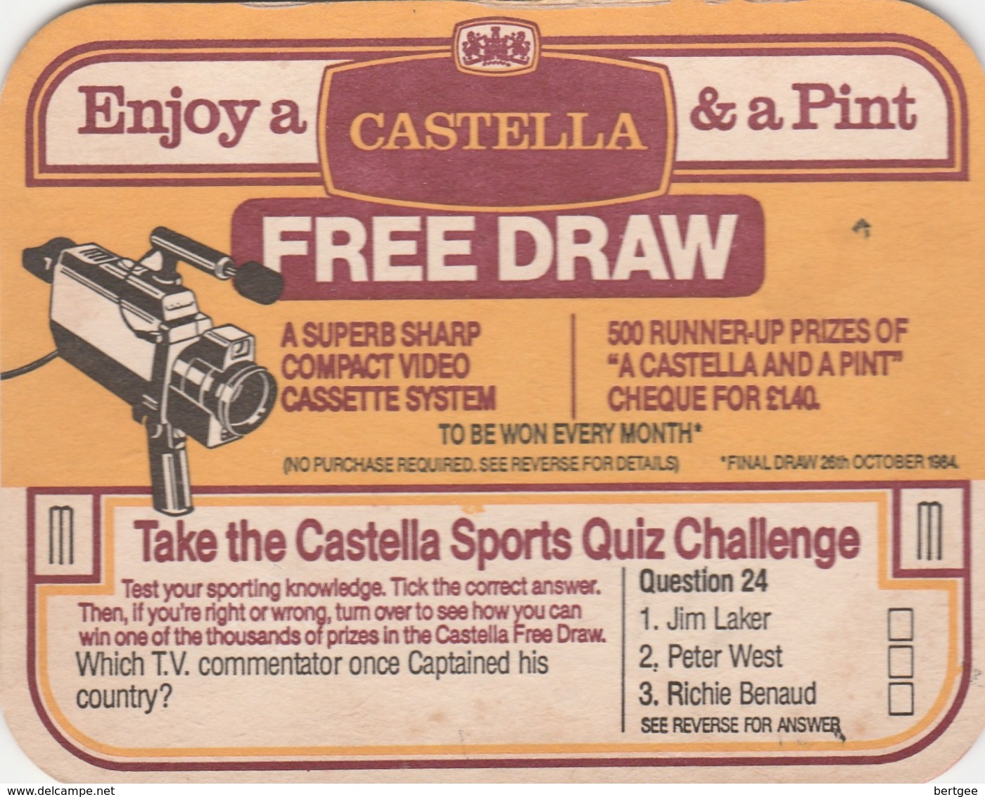 BEERMAT - CASTELLA - TAKE THE SPORTS QUIZ CHALLENGE - Bierviltjes