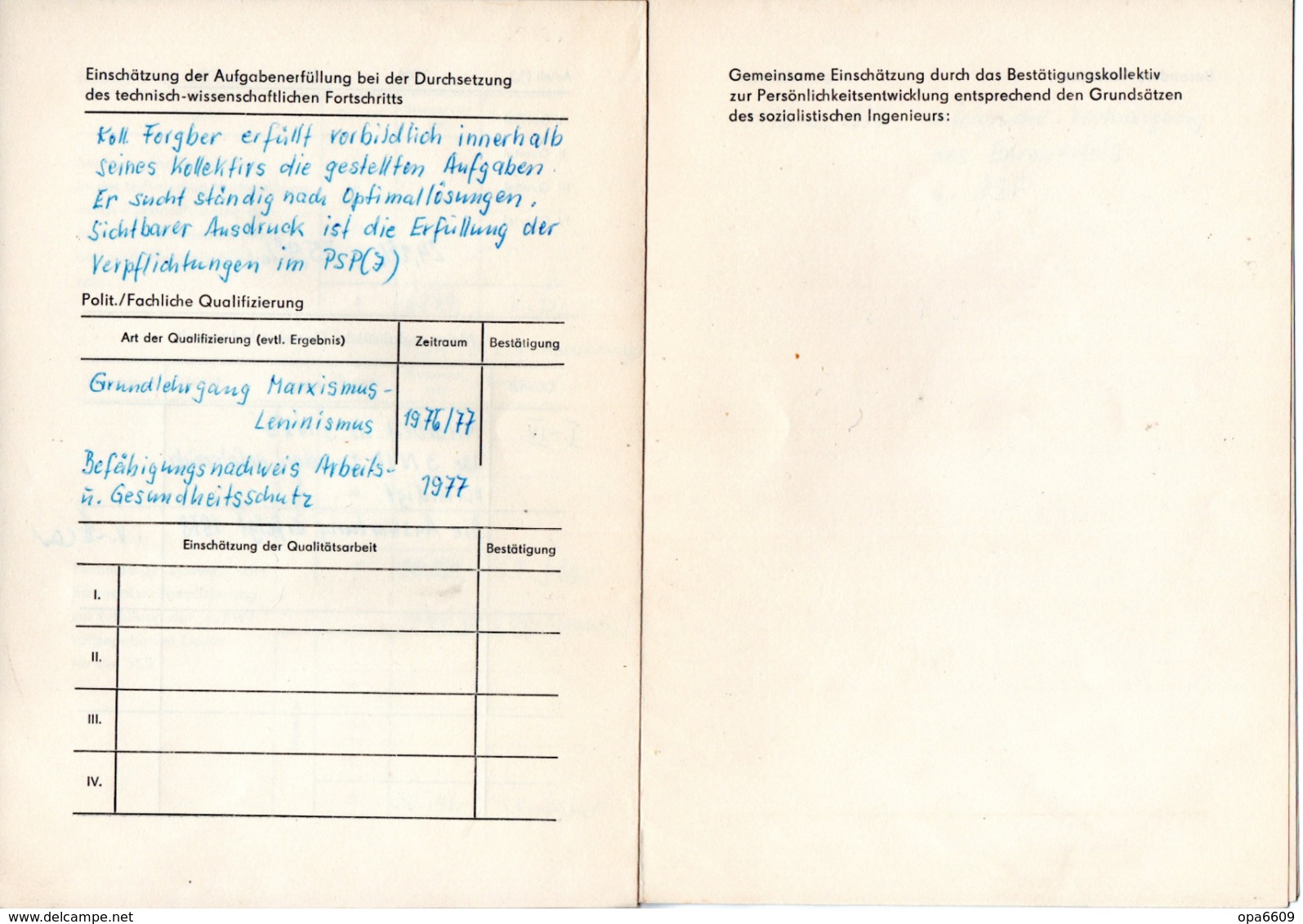 (Kart-ZD) DDR VEB Waggonbau Görlitz "Persönlich-schöpferischer Plan des Ingenieurs" Zeitraum 1.1.1976 bis 31.12.1977