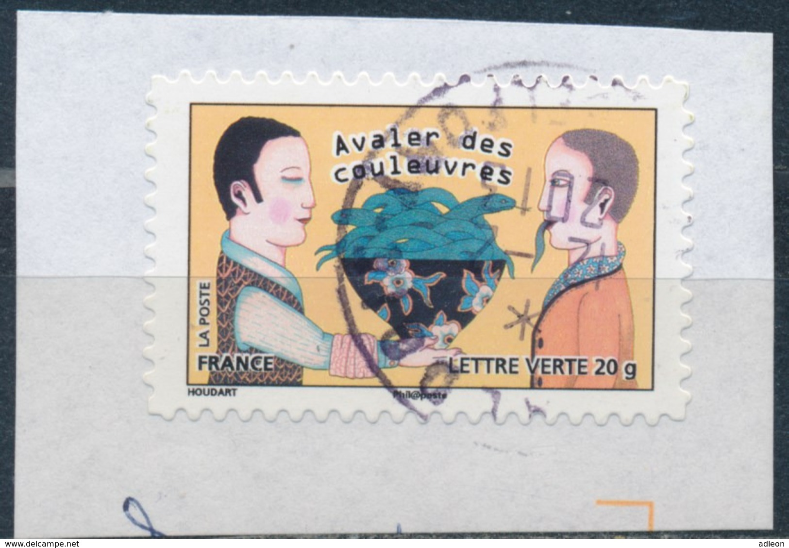 France - Sourires 2013 - "Avaler Des Couleuvres..." YT A794 Obl. Cachet Rond Manuel Sur Fragment - Autres & Non Classés