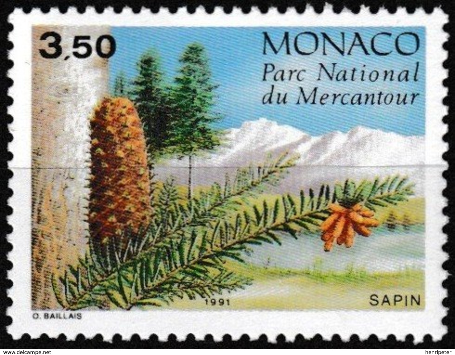 Timbre-poste Gommé Neuf** - Conifères Du Parc Du Mercantour Abies Alba Mill - N° 1800 (Yvert) - Monaco 1991 - Neufs