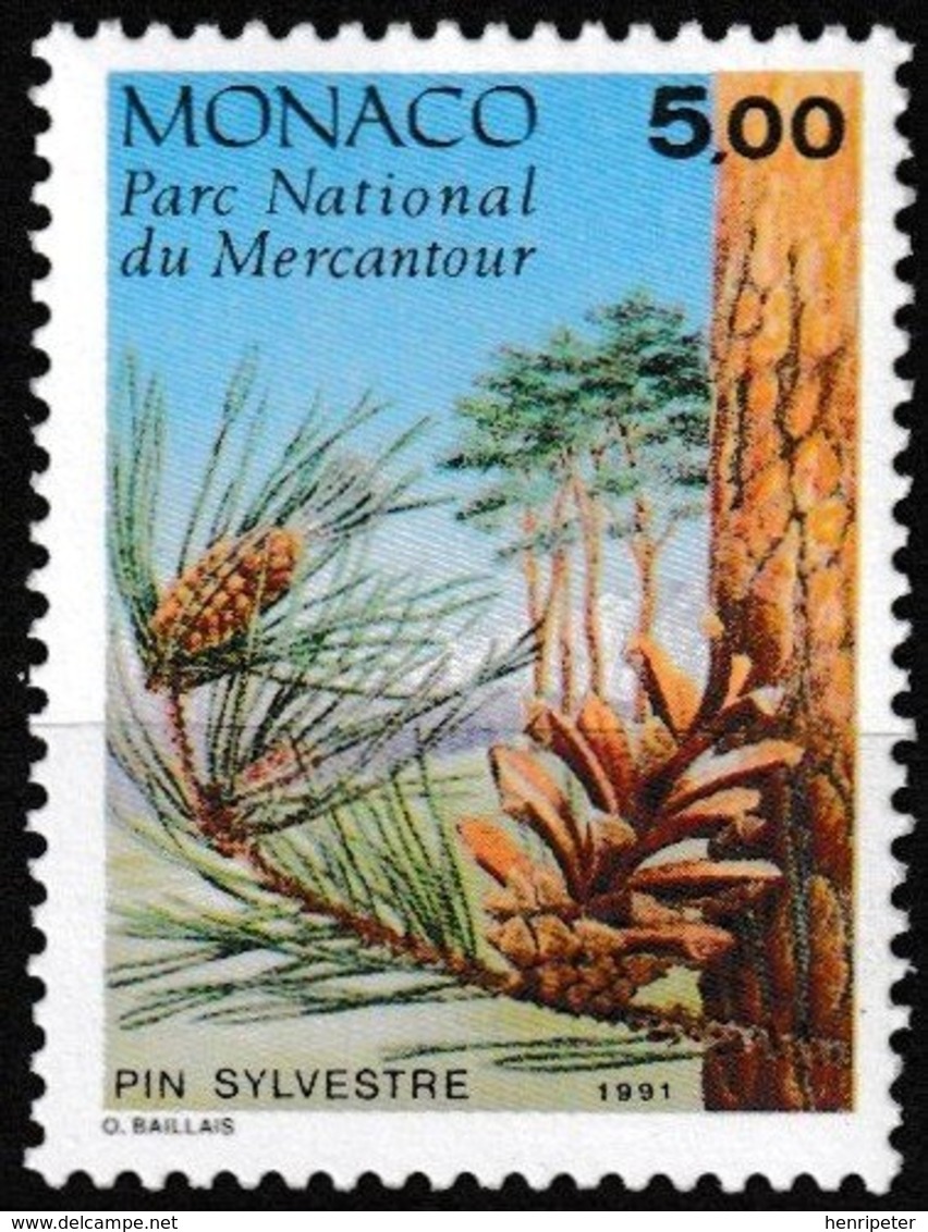 Timbre-poste Gommé Neuf** - Conifères Du Parc Du Mercantour Pinus Sylvestris L. - N° 1802 (Yvert) - Monaco 1991 - Neufs