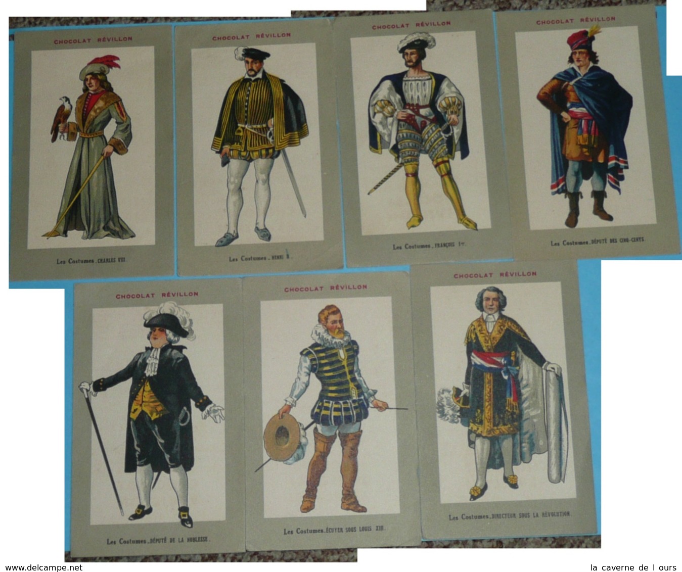 Rare Lot D'anciennes Images Chromos Lytho Chocolat REVILLON, Costumes Historiques Français - Revillon