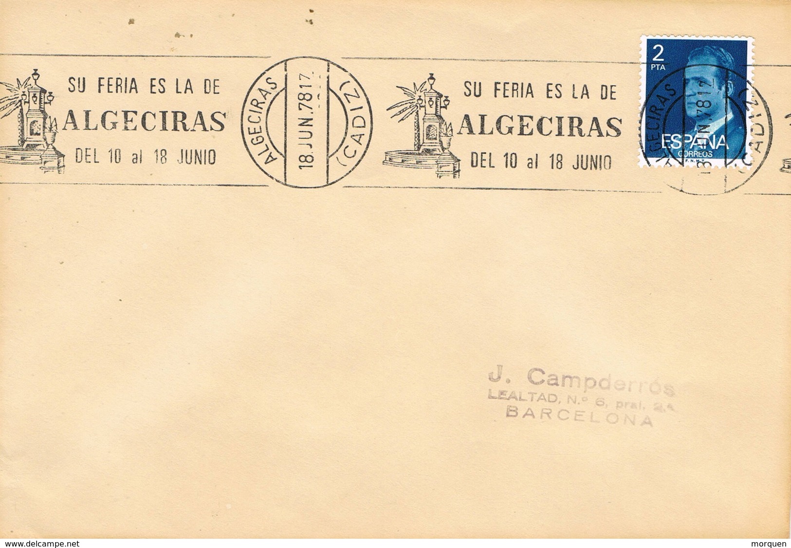 34612, Carta ALGECIRAS (Cadiz) 1978. Rodillo Especial FERIA, Fiestas - Cartas & Documentos