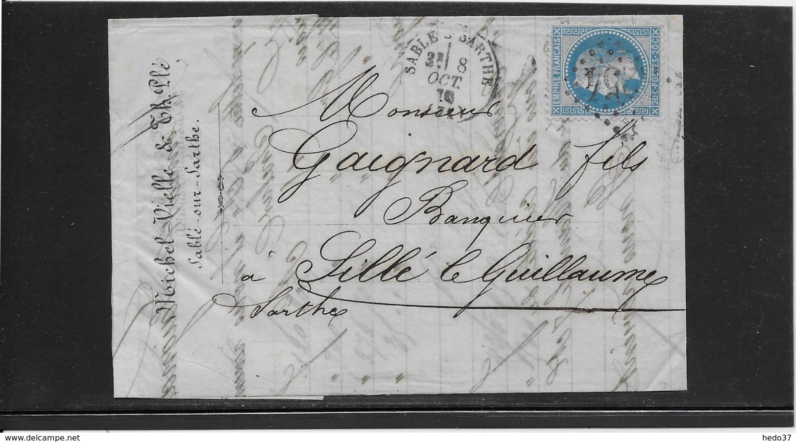 France N°29 Oblitéré GC 3254 & Type 15 Sablé S Sarthe (71)  - 1870 - TB - 1863-1870 Napoléon III Lauré