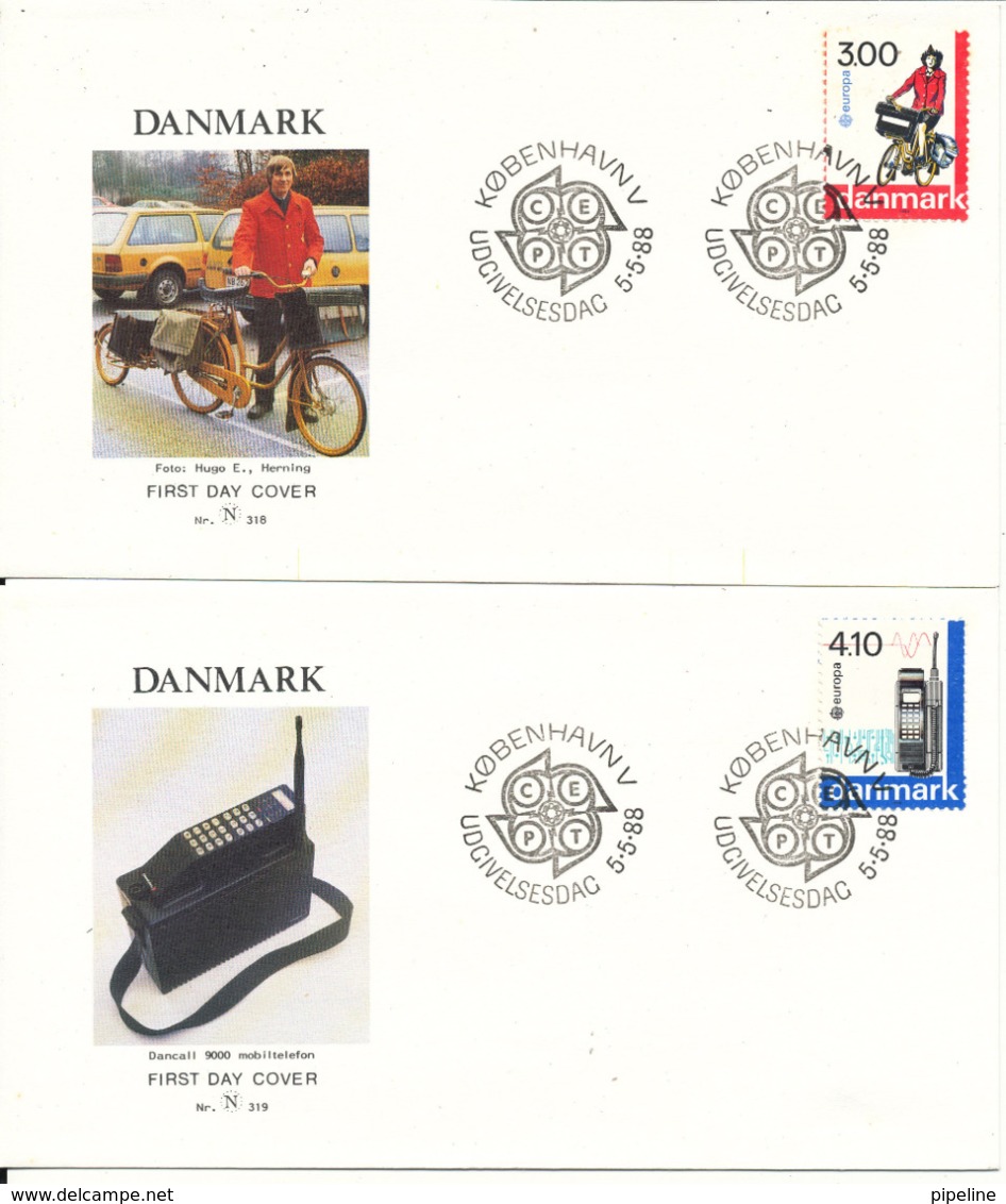 Denmark FDC 5-5-1988 EUROPA CEPT On 2 Covers With Cachet - 1988