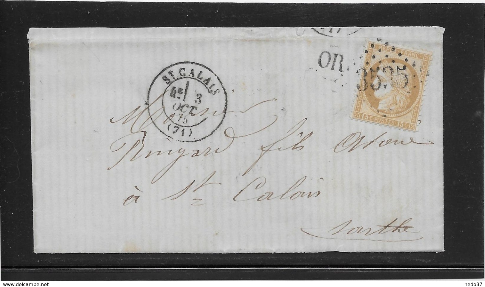 France N°55 Oblitéré GC 3535 & Type 17 St Calais (71)  - 1875 - TB - 1871-1875 Cérès